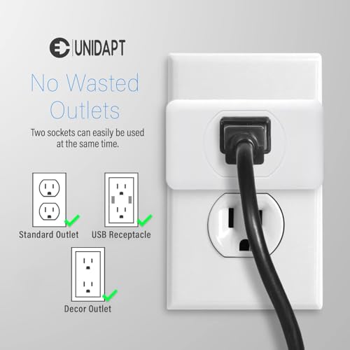 Unidapt 3 Outlet Multi Plug Wall Adapter, Multiple Outlet Splitter, Extender Grounded Wall Tap Power Plug Expander for Cruise Ship Home Office Dorm Essentials, 2-Pack - Thumbnail 4