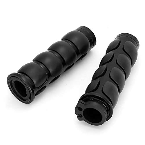 INNOGLOW Motorcycle Handlebar Grips Molded Rubber Black Hand Grips Fits for Cruisers Choppers Harley Davidson Suzuki Kawasaki Yamaha w/ 1" inch Throttle Grips Bar Ends