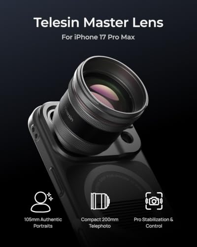TELESIN 2X Telephoto Master Lens for iPhone 17 Pro Max with Hood, 105mm Authentic Portraits, 200mm Equivalent Optical Telephoto Extender, APP Pro EIS for Wildlife/Sports/Concert Portrait Photography — view 2