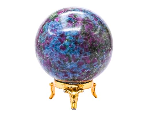 Image of Certified Ruby Kyanite Crystal Ball for Meditation - Premium Crystal Vastu Items for Home and Feng Shui Items for Good Luck - Ideal for Pooja Supplies and Spiritual Practices (2.5 inch Inch)