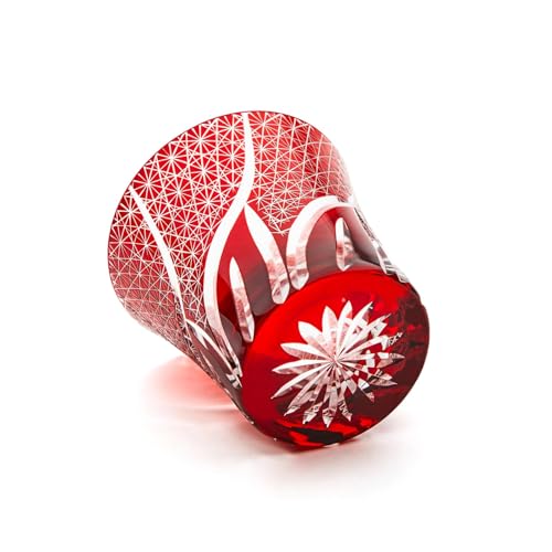 LUGUFON 切子グラス ロックグラス 菊つなぎ 260cc(2個)