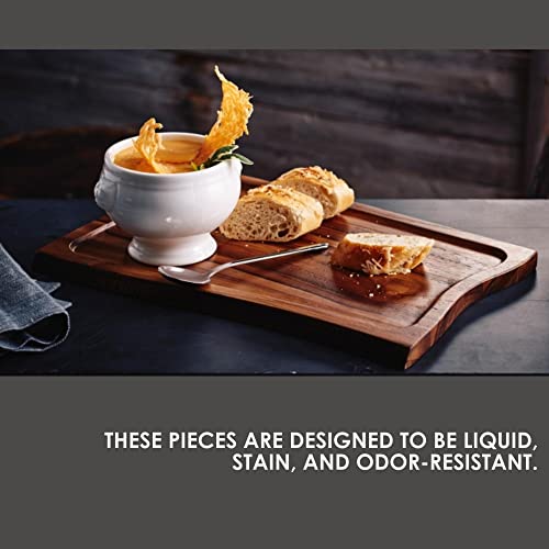 Steelite Creations Wood Serving Paddles, Round Edge Acadia Rectangular Food Presentation Board, Commercial Foodservice And Restaurant Use For Cutting Bread, Appetizers Or Charcuterie, 17 By 8, 6 Pcs #TOP4
