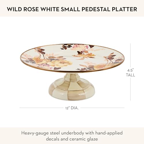Image of MACKENZIE-CHILDS Pedestal Platter, Small, Wild Rose White