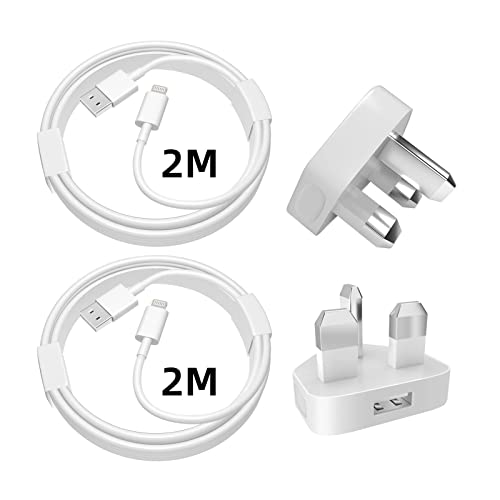 Charlore iPhone Charger Cable 2M with Wall Plug, 2-Pack Charging Lightning Cord and 2-Pack Dual USB Wall Charger Adapter for iPhone 14/13/12/11/XS Max/XR/X/8/8 Plus/7/7 Plus/6s/6/6 Plus/5S/5