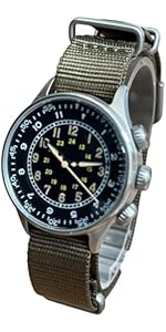 Amazon | [M.R.M.W.] ミリタリー腕時計 メンズ TYPE A-11 24H 黒文字盤