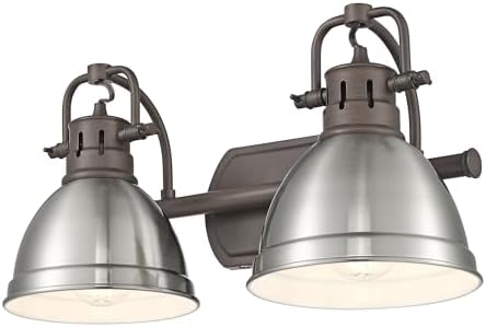 Duncan 2-Light Bath Vanity in Rubbed Bronze with Pewter