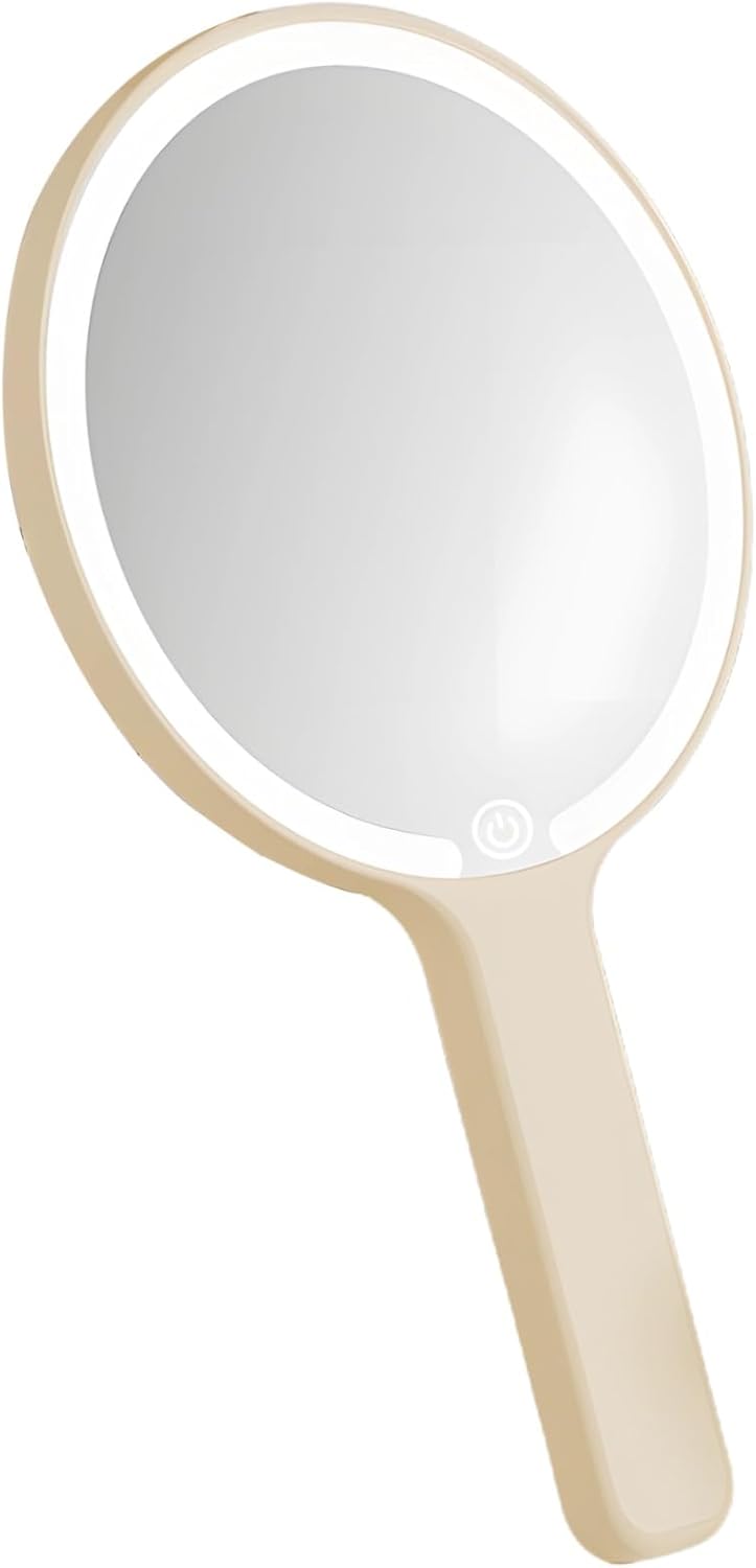 Led Makeup Mirror with Smart Touch Control, 3 Light Modes, Rechargeable, Round Pearl White Design for Dorms, Travel, and Daily Use