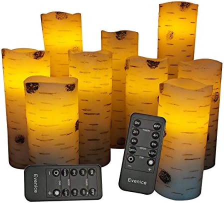 Flameless Candles LED Candles Flickering Battery Operated Flickering Light Pillar Real Smooth Wax with Timer and 10-Key Remote for Wedding(Set of 9)