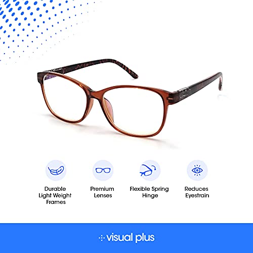 Visual Plus Blue Light Blocking Reading Glasses For Men And Women | Computer, Gaming, Tv Glasses With Blue Light Protection (Brown, 1.25 Strength) #TOP3