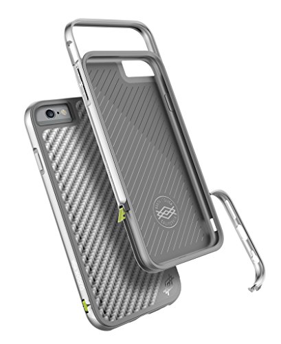 X-Doria Case for iPhone 6s Plus and iPhone 6 Plus (Defense Lux), Military Grade Drop Tested iPhone Case, TPU & Aluminum Premium Protective Case (Silver Carbon Fiber)