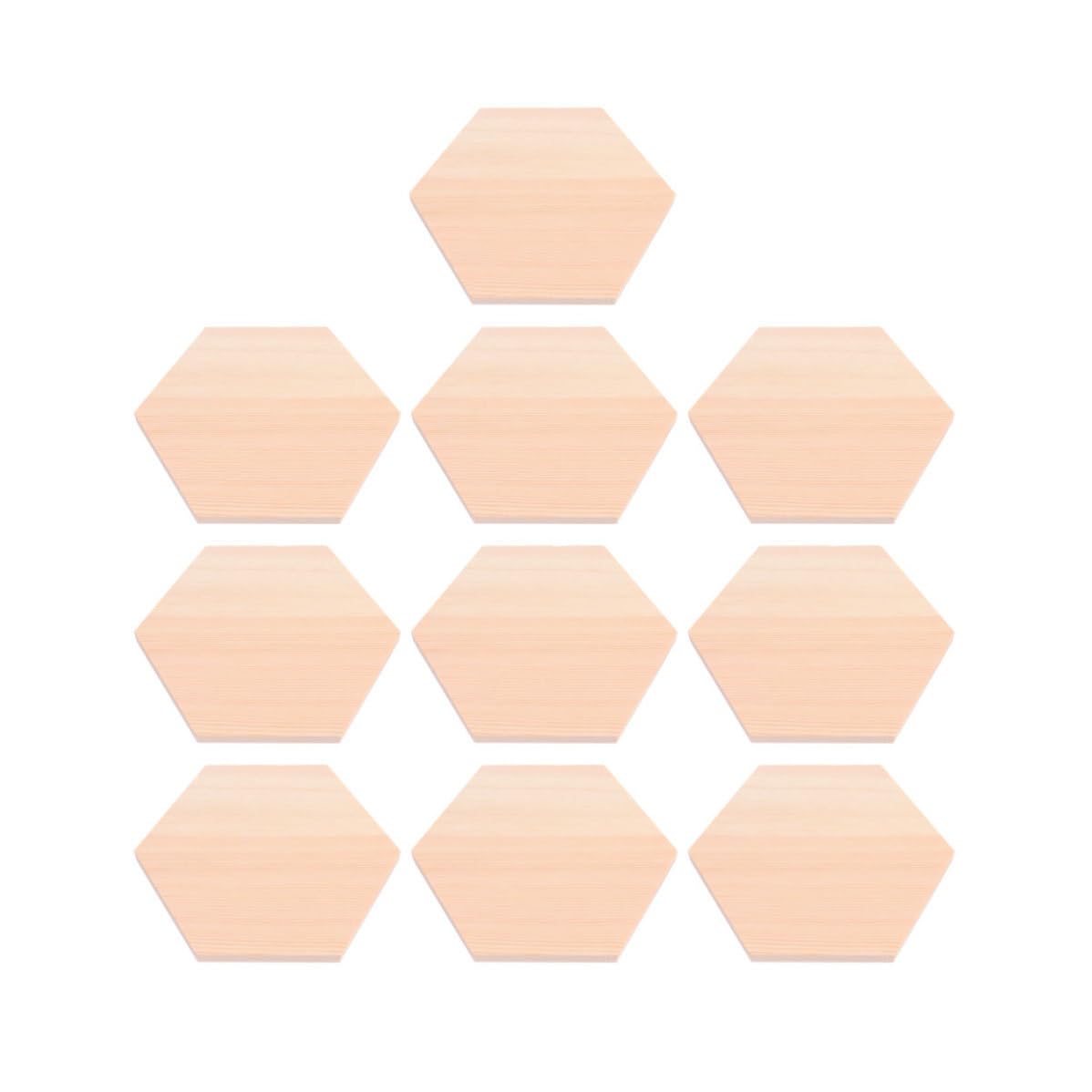 10 Piezas Bloque de Madera de Bricolaje Hexagonal Beige