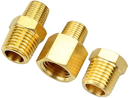 Gasher 15PCS Brass Pipe Fitting, Hex Bushing, Reducer Adapter, Reducing Hex Nipple 1/2 Inch NPT x 3/8 Inch NPT