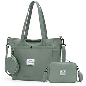 Tote Bags for Women with Toiletry Bag Sets Carry on bag Handbag Waterproof Casual Travel Beach Bag Crossbody Bag for Gym Work Travel Shopping Green