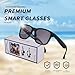 ALOUS Smart Glasses for Men & Women,Bluetooth Glasses with Open Ear Sound Mic & Speakers, Intelligent Touch,Magnetic Charging,Indoor/Outdoor UV Protection and Voice Assistant (Black Lens)