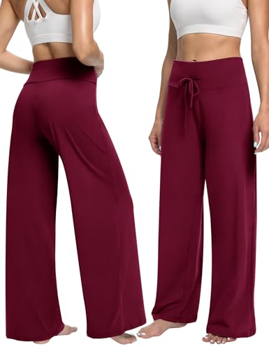 Image of ZOOSIXX Soft Black Pajama Pants for Women, Wide Leg Pants Woman Flowy Comfy Casual Lounge Yoga Capri Pants 22 inch / 30 inch