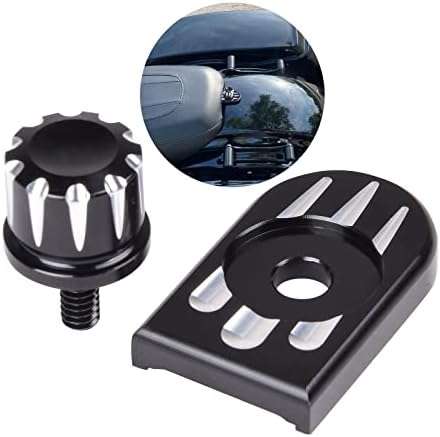 FHV Stainless Steel Seat Bolt Screw Cover Tab Mount Knob Black Kit Compatible for Harley 1996-2023 (Style-C)