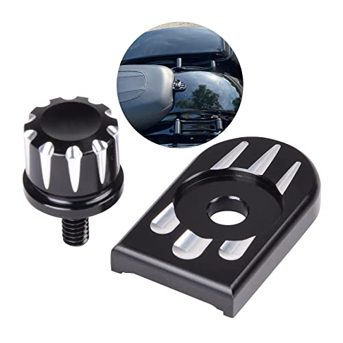 Fhv Stainless Steel Seat Bolt Screw Cover Tab Mount Knob Black Kit Compatible For Harley 1996-2023 (Style-C) #TOP2