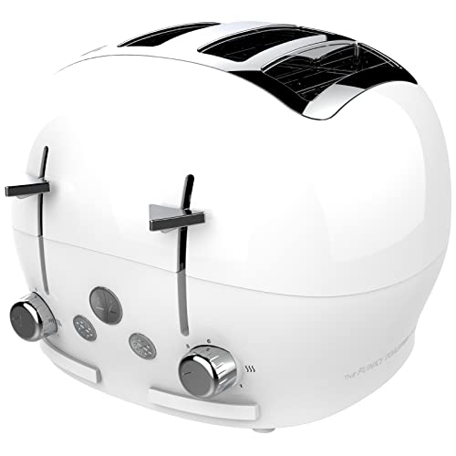 FUNKY Large Retro Toaster, Extra Wide & Deep Slots, 4 Slice, White (FT-01-WHITE)