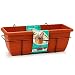 Jardinera para balcón con Plato y Soporte de metálico, 50 x 20 x 17,5 cm Macetero de plástico para Colgar, 10L con Plato Integrado para Agua (50 cm Marrón)