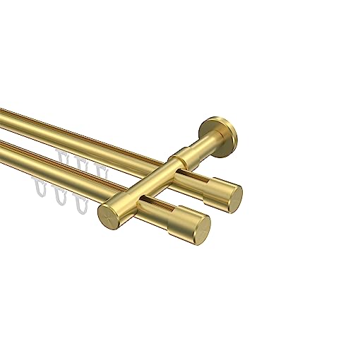 Interdeco Innenlauf Gardinenstange Messing Optik 20 mm Ø 2-läufig Prestige Santo, 100 cm