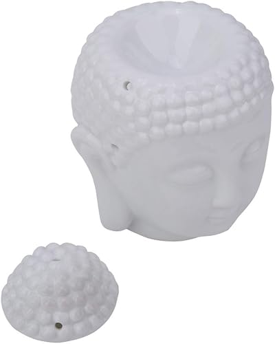 Miniatura 9 de Incensario de aceite esencial de cabezas de Buda de cerámica, cera de aromaterapia, quemadores de aceite, candelitas, candelabros, adorno de Buda