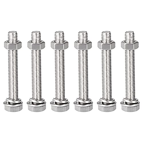 Tornillos hexagonales M8 en acero inoxidable 304 de alta resistencia con accesorios, 6 juegos