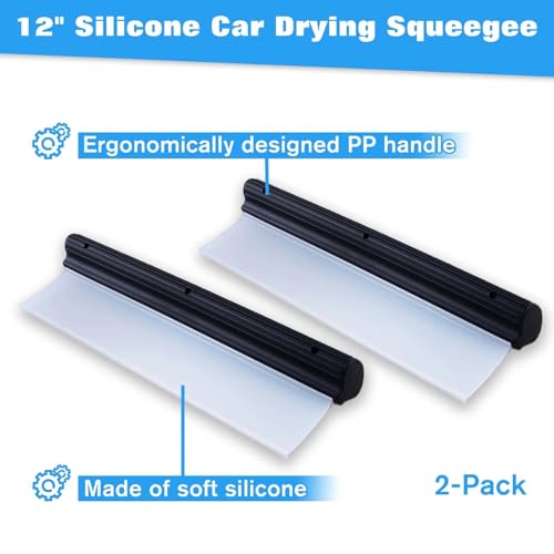 LEONTOOL 30,5 cm Silikon-Autoabzieher, 2 Stück, flexible T-Bar-Wasserklinge für Auto oder Zuhause, Auto-Wasserwischer, Wasserschaber, Werkzeug für Windschutzscheiben, Fenster, Duschglas, Spiegel mit