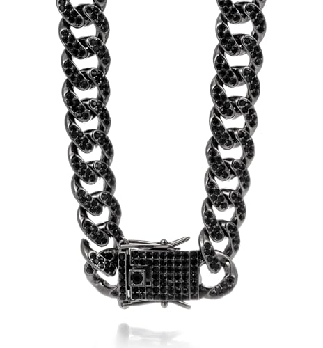 Halukakah Gold Chain for Men - The Royal - Iced Out 14/20MM Gold/Platinum White/Rose Gold/Rhodium Black Cuban Link Chain Necklace Bracelet Full Cz Diamond Cut Prong Set,Great Present Idea3