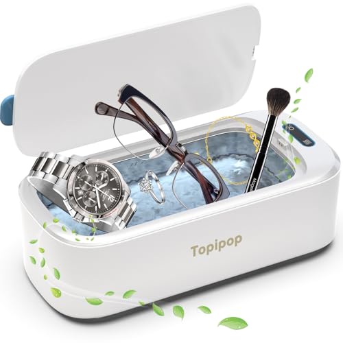 Topipop Ultraschallreinigungsgerät 48000Hz Ultraschallreiniger 600 ml brillenreinigungsgerät 2 Modis Ultrasonic Cleaner zum Reinigen von Brillen Schmuck Uhren Ringen Rasierklingen Etc (White)