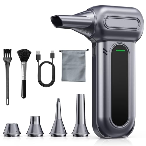 Souffleur Air Comprimé 200000 TR/Min, Mini Souffleur Sans Fil Puissant Souffleur Batterie avec 4 Vitesses, Lumière LED, Soufflette Électrique Nettoyage pour...