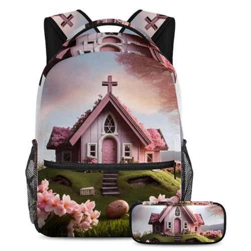 Sacs à dos de jour enfants ados avec grand sac d'école fille garçon imprimé géométrique rose