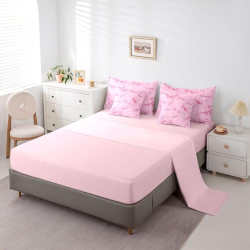 Image of Princess Bow Bed in a Bag King Size Comforter Set 7-Piece | Kawaii Bow Tie Bedding Sets Pink Bowknot Comforter and Sheet Set, Dreamy Ribbon Bow-Tie Room Decor
