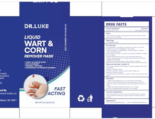 Image of Dr. Luke Foot Corn Removers for Toes & Finger: Deep Corn Removal for Feet & Hand - Fast Acting 17% Salicylic Acid Corn Removers for Feet Hand Corn, Plantar Wart, Common Wart - 0.5 Ounce (Pack of 1)