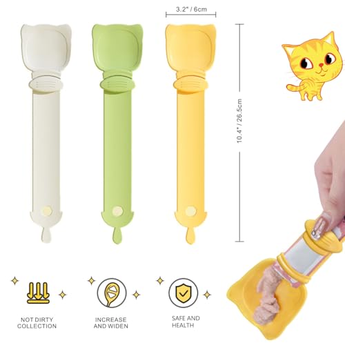 Idepet 4 Pack Cat Strip Feeder and Pet Food Mixing Spoon,3 Color Cats Stripe Squeeze Spoon Multifunctional Lickable Treat Feeding Dispenser for Cat Liquid Snack and Wet Food - Thumbnail 6