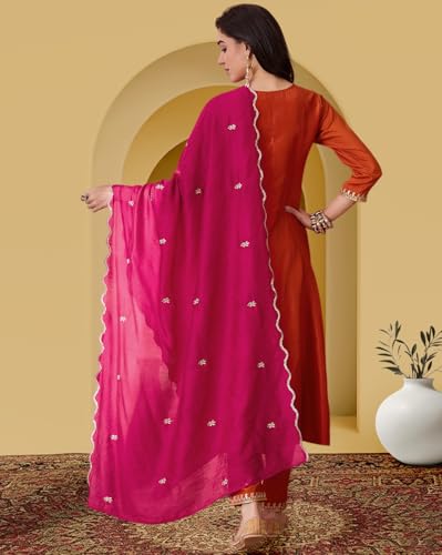 Image of Amazon Brand - Tavasya Women Bitaliyan Zari Sequence Thread Cording Embroidery Kurta Set|Salwar Suit|3 Piece Set