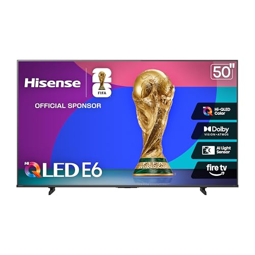 Image of Hisense 50" E6 Cinema Series Hi-QLED 4K UHD Smart Fire TV (50E6QF, 2025 Model) - AI Light Sensor, Dolby Vision · Atmos, Voice Remote with Alexa, Motion Rate 120, HDR 10+ Adaptive, Game Mode Plus