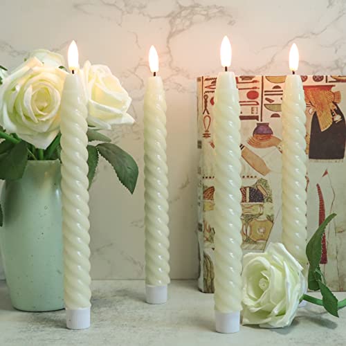 Lasumora Christmas Flameless Taper Candles Flickering With 10-Key Remote, Battery Operated 3D Wick Led Spiral Window Candles 6 Pack Real Wax Wedding Home Birthday Christmas Decor(0.78 X 9.8 Inchs) #TOP5