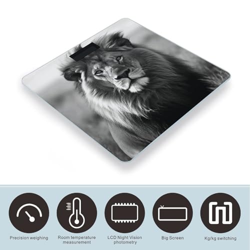 Báscula de baño digital blanco y negro con vidrio templado miniatura 3