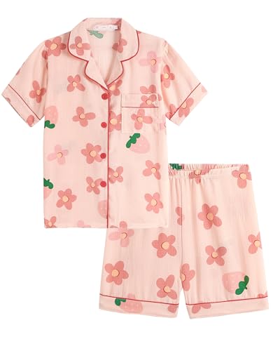 Girls Short Sleeve Pajamas Set with Shorts