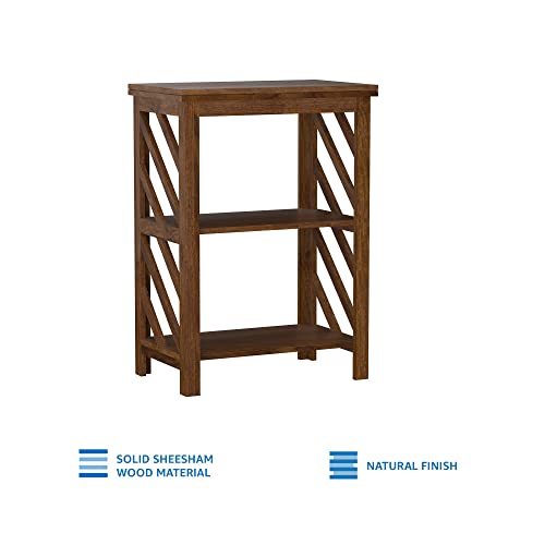 Amazon Brand Solimo Fontoy Solid Sheesham Wood Book Shelf with 3