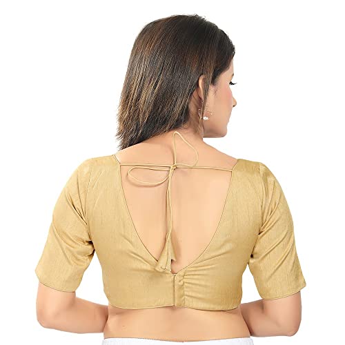 Image of Vamas Women's Silk Padded Self Design Half Sleeve Readymade Saree Blouse (VFJ-140)
