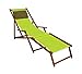 Erst-Holz Chaise Longue de Jardin Vert Pistache avec Repose-Pieds, Oreiller, Bain de Soleil Pliant 10-306FKD