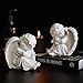 KiaoTime Set of 2 Resin Adorable Cherubs Angels Statues Figurine Guardian Sleeping Angel Garden Wings Angel Sculpture Cute Little Angel Collection Angel Memorial Statue
