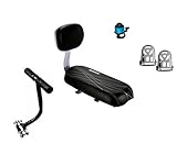 ZHOUWHJJ Bicycle Rear Seat Cushion Armrest Footrest Set, Kid Child Carrier Bicycle Baby Seat, Including Cushion and Backrest, Armrest Handrail, Footrests, Bell, Black