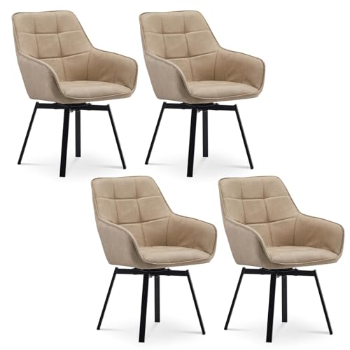 CLIPOP Esszimmerstühle drehbar 4er Set Armlehnenstuhl Polsterstuhl drehbarer Stühle Esszimmer aus Kunstleder Küchenstuhl Drehstuhl für Wohnzimmer Esszimmer(4er Set, Kunstleder Beige) CLIPOP Esszimmerstühle drehbar 4er Set Armlehnenstuhl Polsterstuhl drehbarer Stühle Esszimmer aus Kunstleder Küchenstuhl Drehstuhl für Wohnzimmer Esszimmer(4er Set, Kunstleder Beige)