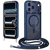 Pnakqil Handyband für iPhone 17 Pro Hülle mit Band, Magnetisch Handyhülle Kompatibel mit MagSafe, Kratzfeste PC Rückseite + TPU Bumper Stoßfest Schutzhülle mit Abnehmbar Kordel zum Umhängen Case,Blau