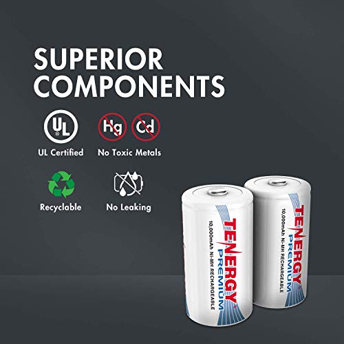 Tenergy 8 Pack Premium Rechargeable Batteries D Size And Universal, 10,000Mah Nimh D Battery, Rechargeable High Capacity D Size Battery, With Tn299 Smart, Ideal High Power Devices #TOP4