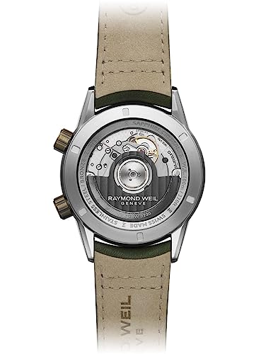 RAYMOND WEIL Freelancer GMT Worldtimer Men's Watch, 24 Cities and Time Zones, Green Dial, Indexes, Green Leather Watch, 41mm (Model: 2765-SBC-52001)3