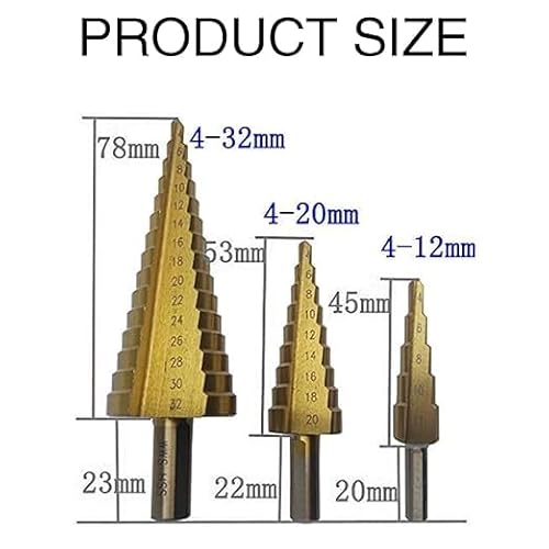3 Pcs HSS Steel Step Cone Drill Titanium Bits Set – Multi-Size for Metal, Wood & Plastic, Durable & Versatile Drill Set 2 3 Pcs HSS Steel Step Cone Drill Titanium Bits Set – Multi-Size for Metal, Wood & Plastic, Durable & Versatile Drill Set - Image 2