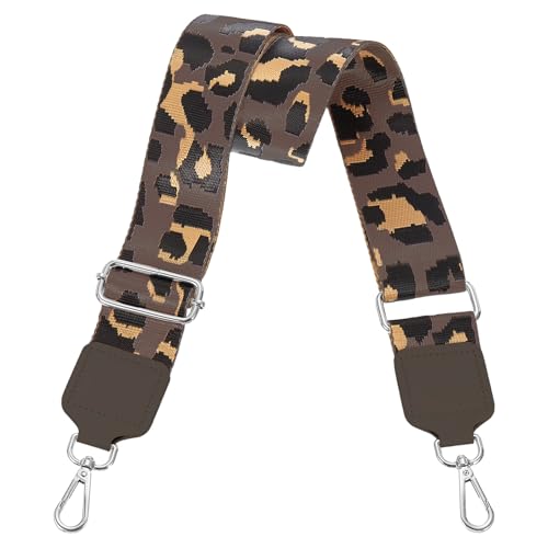 Image of uxcell Wide Shoulder Strap, 5cm Adjustable Purse Strap Replacement Crossbody Strap for Shoulder Bag Wallets, Brown, Silver Square Mouth Buckle